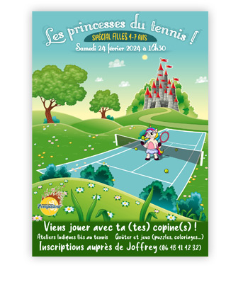 Affichette A3 pour une découverte du tennis chez les filles de 5-8 ans