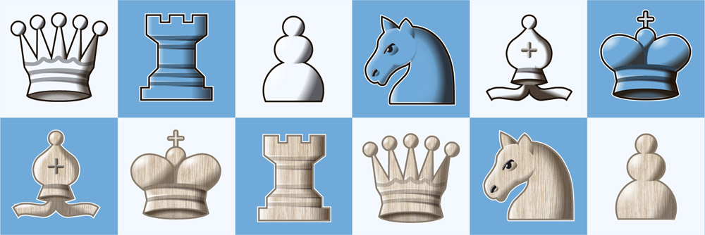 Design de plusieurs jeux de pièces d'&aecute;chec pour le site de jeu en ligne Europe-echecs.com